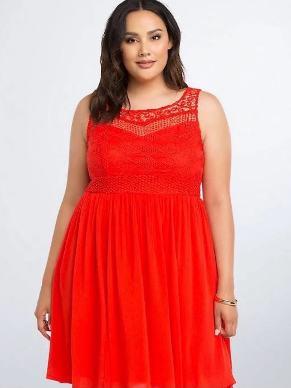 Torrid Gauze Crochet Skater Dress peasant office boho bohemian sleeveless 26